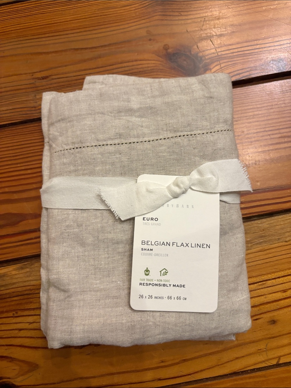 Pottery Barn Belgian Flax Linen Euro Sham in Natural flax color